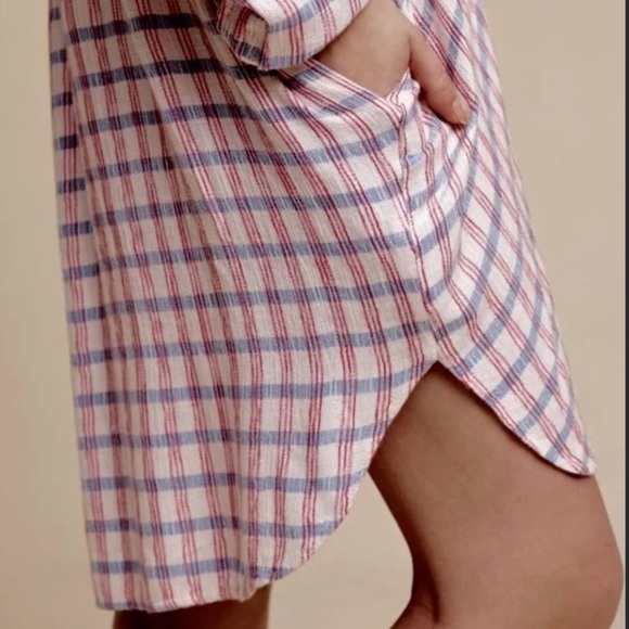 Anthropologie Saturday Sunday Plaid 3/4 Button Front Tunic Dress - Picture 4 of 15